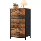 Commode à 3 tiroirs avec bacs en tissu – Organisateur de rangement compact en bois pour chambre, placard, entrée