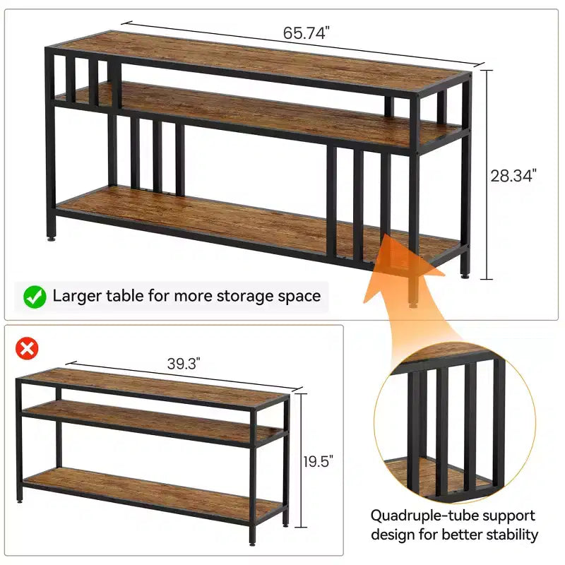 58-Inch TV Stand with Open Storage Shelves