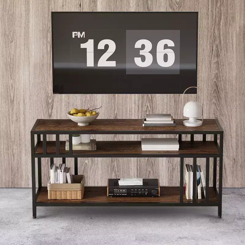 58-Inch TV Stand with Open Storage Shelves