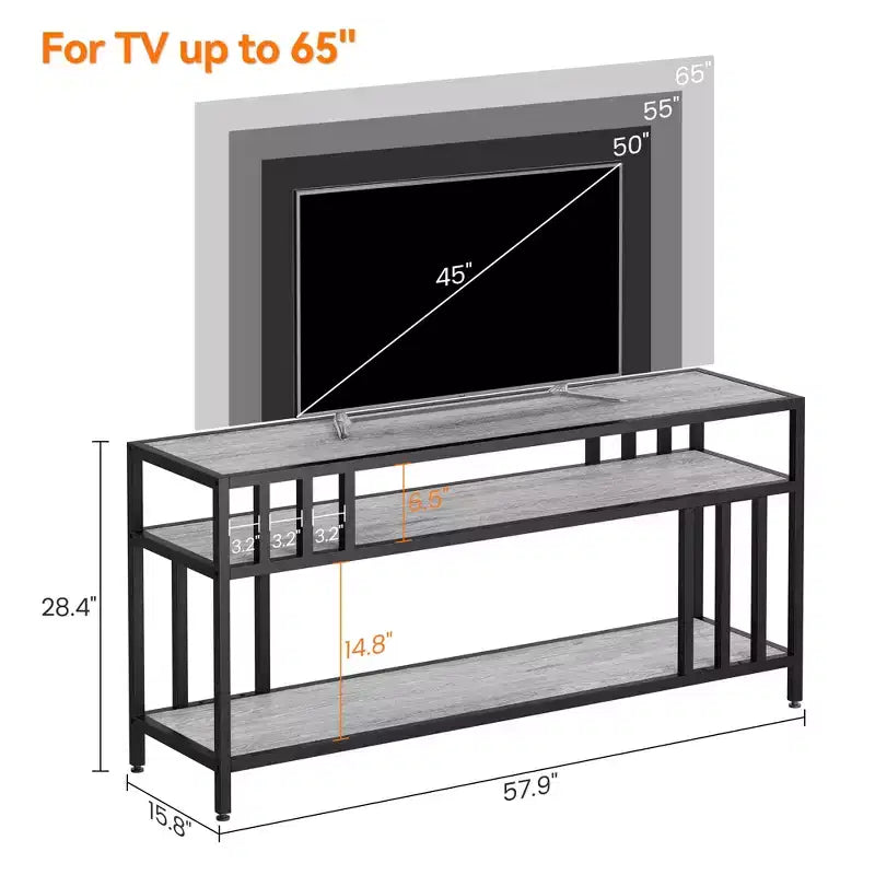 58-Inch TV Stand with Open Storage Shelves