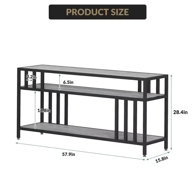 58-Inch TV Stand with Open Storage Shelves