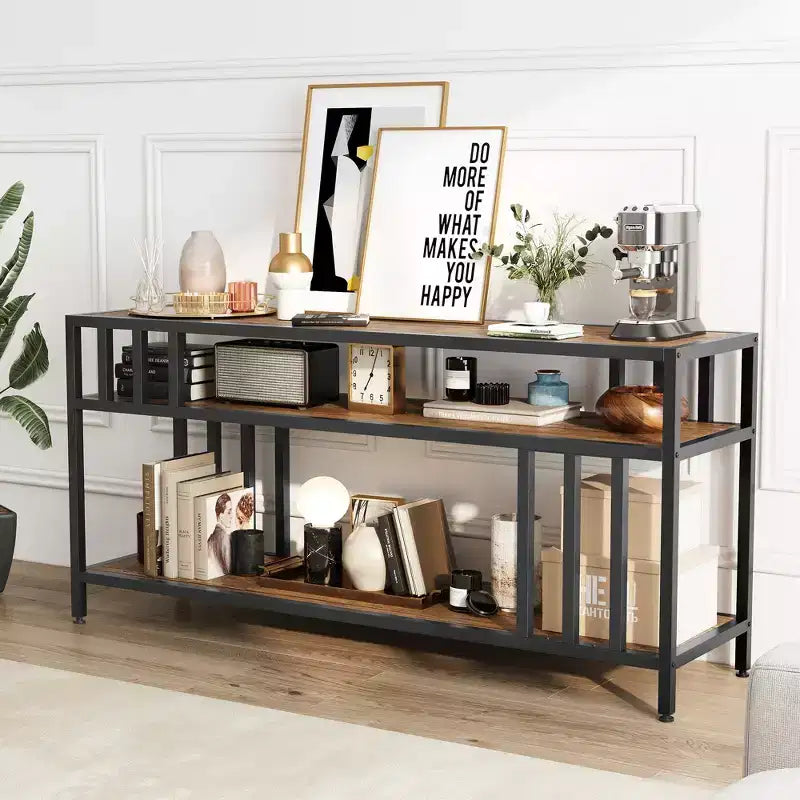 58-Inch TV Stand with Open Storage Shelves