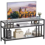 58 Rustic Brown TV Stand - for TVs Up to 65 Inches,Quadruple-Tube Support, Open Storage Shelves, Sturdy Entertainment Center for Living Room Bedroom