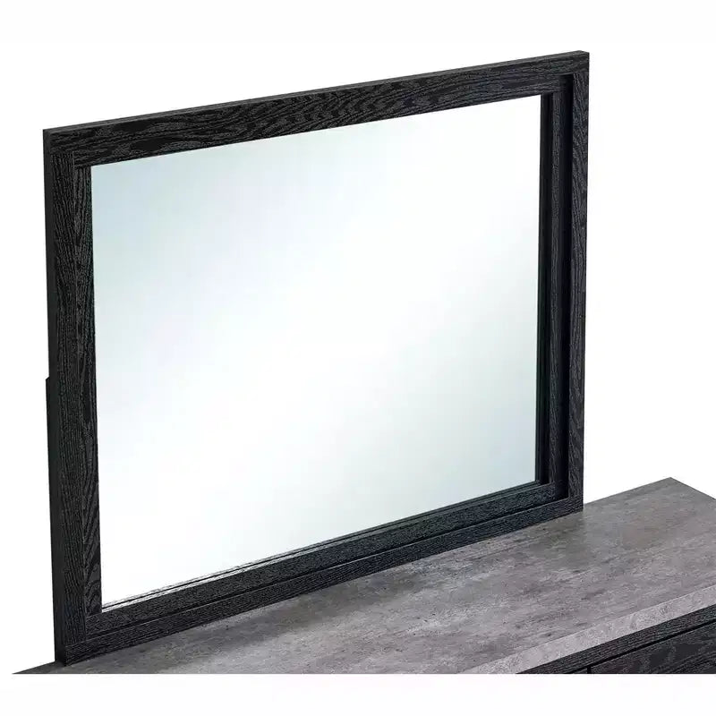Rectangular Dresser Mirror with Black Wood Grain Finish