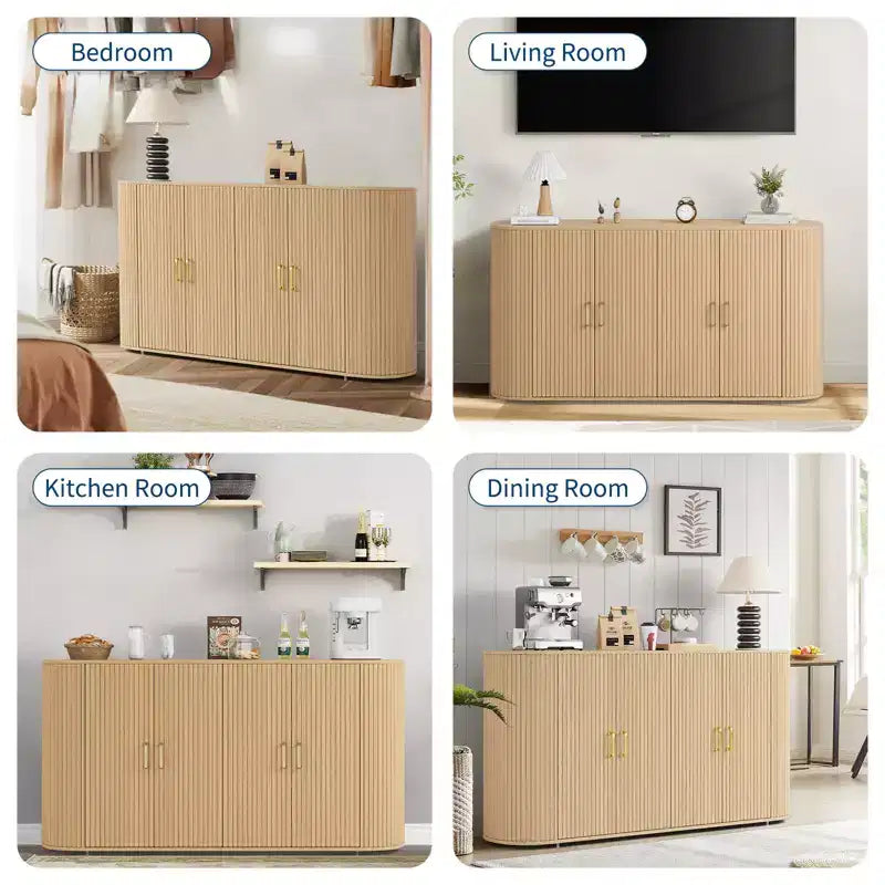 63-Inch Fluted Sideboard Buffet Cabinet