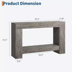 Console double plateau avec étagère de rangement – Table d'entrée à cadre en bois
