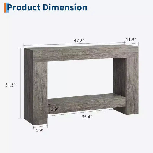 2-Tier Console Table with Storage Shelf - Wood Frame Entry Table