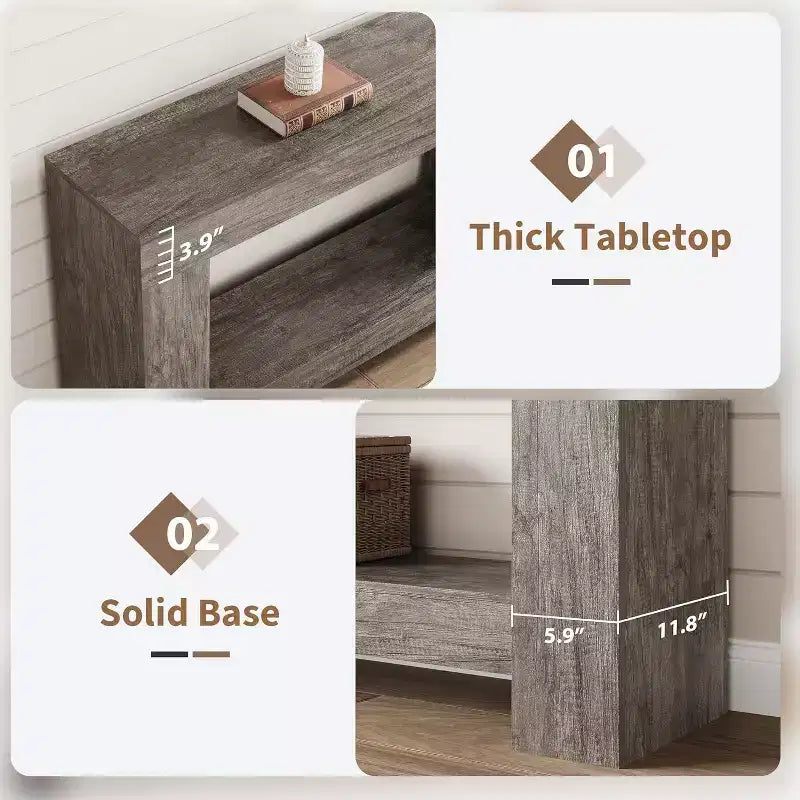 2-Tier Console Table with Storage Shelf - Wood Frame Entry Table