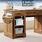 Bureau de 147 cm de large avec classeur et tiroirs de rangement