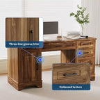 Bureau de 147 cm de large avec classeur et tiroirs de rangement
