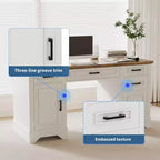 Bureau de 147 cm de large avec classeur et tiroirs de rangement