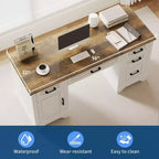Bureau de 147 cm de large avec classeur et tiroirs de rangement