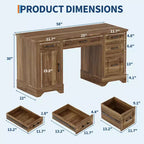 Bureau de 147 cm de large avec classeur et tiroirs de rangement