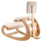 VEVOR Ergonomic Kneeling Chair, Wooden Posture Knee Chair with Adjustable Thick Foam Cushions, Backrest and Wood Frame, Adjustable Height, Off-white