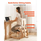 Chaise ergonomique à genoux avec hauteur réglable et cadre en bois