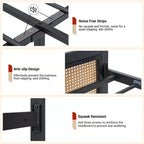 Cadre de lit Queen Size en rotin avec bande lumineuse LED et rangement sous le lit
