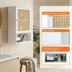 Meuble haut de salle de bain mural en bambou avec portes en rotin – Rangement au-dessus des toilettes