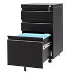 Mobile File Cabinet 3 Drawer, Metal Rolling File Cabinets, Adjustable Shelf, Easy Assembly, for Home, Office