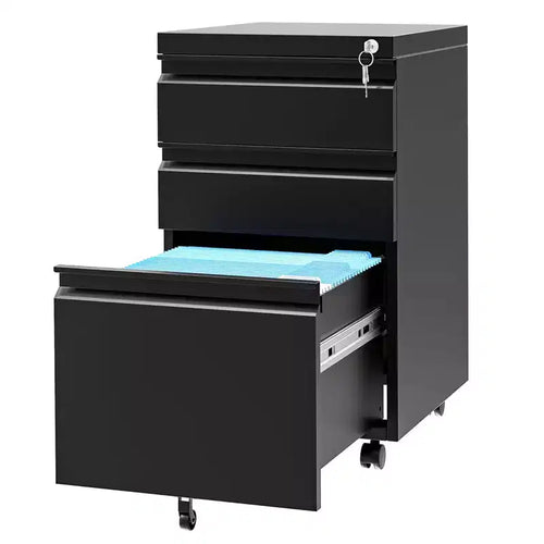 Mobile File Cabinet 3 Drawer, Metal Rolling File Cabinets, Adjustable Shelf, Easy Assembly, for Home, Office