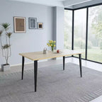 Table à manger rectangulaire pour 6 personnes - plateau en MDF avec pieds en métal, marron/noir