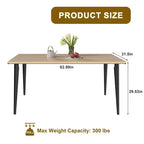 Table à manger rectangulaire pour 6 personnes - plateau en MDF avec pieds en métal, marron/noir
