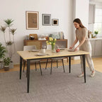 Table à manger rectangulaire pour 6 personnes - plateau en MDF avec pieds en métal, marron/noir
