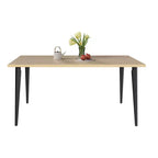 Table à manger rectangulaire pour 6 personnes - plateau en MDF avec pieds en métal, marron/noir