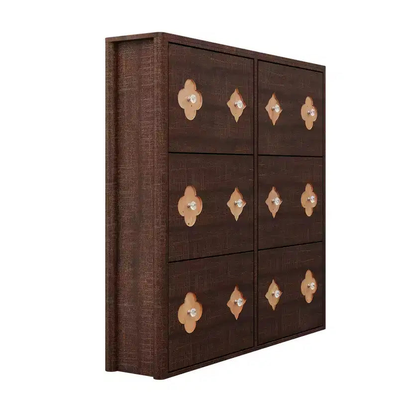 Wooden Shoe Cabinet with 6 Flip Drawers and Adjustable Shelves for Entryway