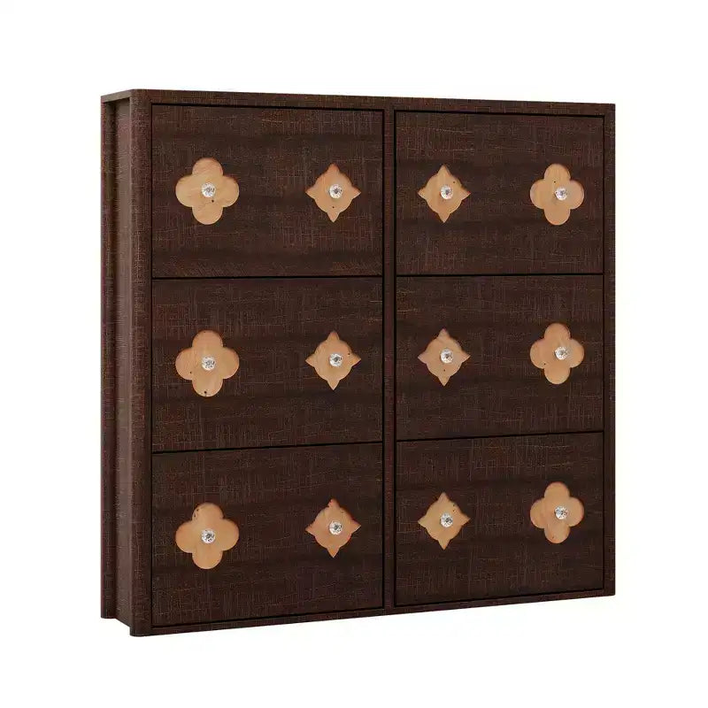 Wooden Shoe Cabinet with 6 Flip Drawers and Adjustable Shelves for Entryway