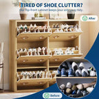 Meuble à chaussures en bois avec 6 tiroirs basculants et étagères réglables pour entrée