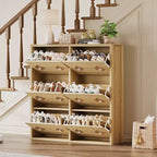 Meuble à chaussures en bois avec 6 tiroirs basculants et étagères réglables pour entrée