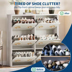 Meuble à chaussures en bois avec 6 tiroirs basculants et étagères réglables pour entrée
