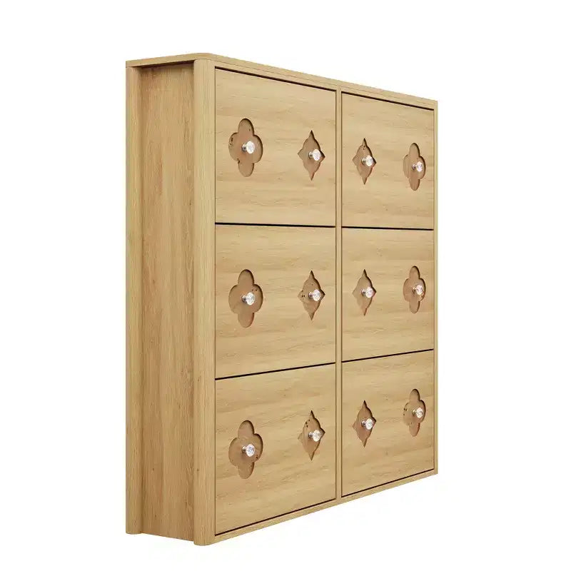 Wooden Shoe Cabinet with 6 Flip Drawers and Adjustable Shelves for Entryway