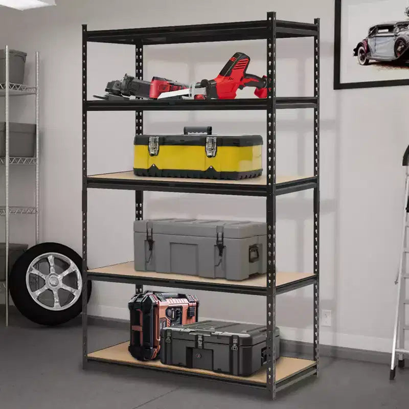 5 Tier 36 Inch Metal Storage Shelving Unit, Heavy Duty Adjustable Utility Shelves for Garage Pantry Basement, Black