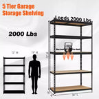 Étagère de rangement en métal à 5 niveaux de 91,4 cm, étagères utilitaires réglables robustes pour garage, cellier, sous-sol, noir