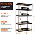 Étagère de rangement en métal à 5 niveaux de 91,4 cm, étagères utilitaires réglables robustes pour garage, cellier, sous-sol, noir