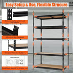 Étagère de rangement en métal à 5 niveaux de 91,4 cm, étagères utilitaires réglables robustes pour garage, cellier, sous-sol, noir