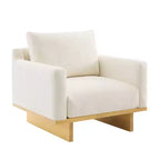 Fauteuil d'appoint moderne et minimaliste avec structure en bois massif – Siège de salon ergonomique avec coussins moelleux