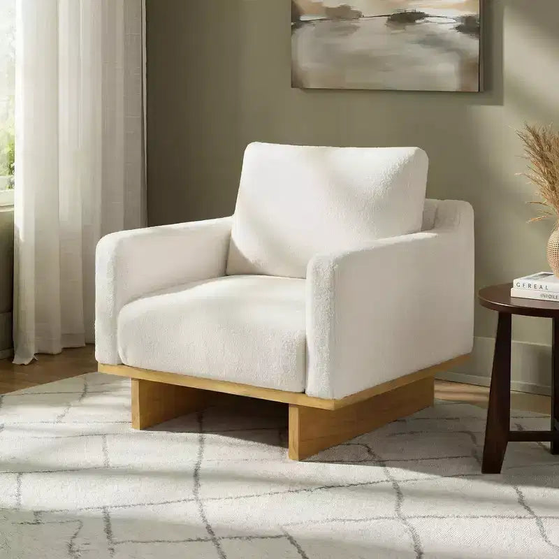 Modern Minimalist Accent Chair with Solid Wood Frame – Ergonomic Living Room Seating with Soft Cushions