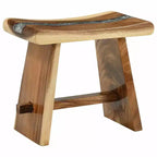 vidaXL Shower Stool Natural 19.69 x 11.81 x 17.32 in Solid Suar Wood