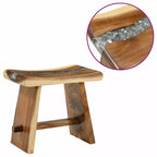 Tabouret de douche en bois massif naturel 50 x 30 x 44 cm