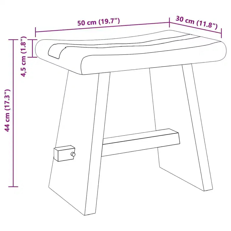 Natural Solid Wood Shower Stool 19.69 x 11.81 x 17.32 in