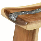 Tabouret de douche en bois massif naturel 50 x 30 x 44 cm