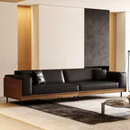 Luck Live 98.42 Contemporary Leather Sofa Couch with Solid Wood Frame, Metal Legs and 3 Accent Pillows