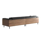 Canapé moderne de 249 cm en similicuir avec cadre en bois massif, pieds en métal et 3 coussins décoratifs