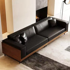 Canapé moderne de 249 cm en similicuir avec cadre en bois massif, pieds en métal et 3 coussins décoratifs