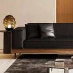 Canapé moderne de 249 cm en similicuir avec cadre en bois massif, pieds en métal et 3 coussins décoratifs