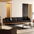 Canapé moderne de 249 cm en similicuir avec cadre en bois massif, pieds en métal et 3 coussins décoratifs