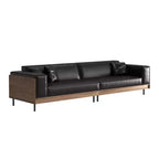 Canapé moderne de 249 cm en similicuir avec cadre en bois massif, pieds en métal et 3 coussins décoratifs