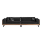 Canapé moderne de 249 cm en similicuir avec cadre en bois massif, pieds en métal et 3 coussins décoratifs